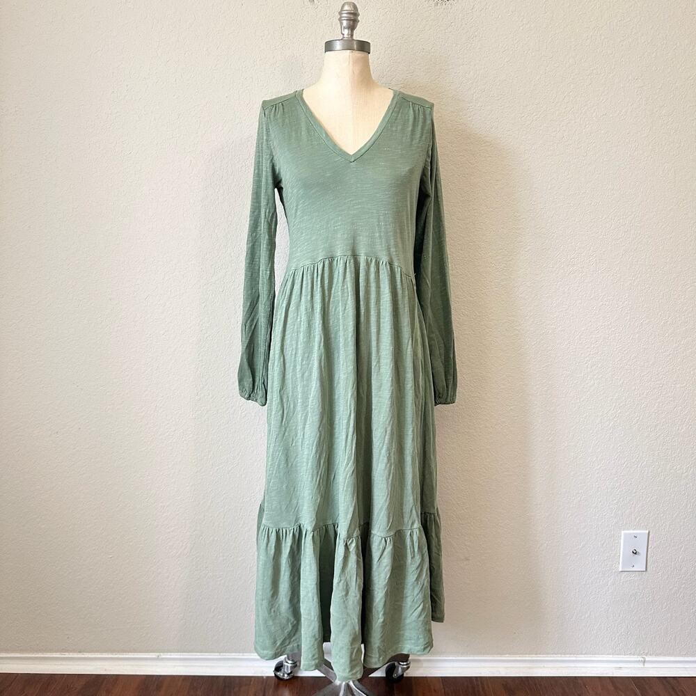 ANTHROPOLOGIE SATURDAY SUNDAY Arlo Dress Sage Green Cotton Tiered NWT